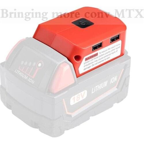 New adapter LED Light Working Lamp Flashlight Torch USB Mobile Phone Charger DC 12V Output For Milwaukee 18V Li-ion Battery M18