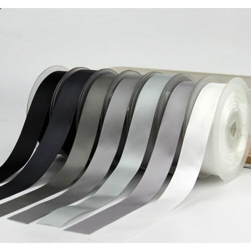 6/9/15/19/25/38/50mm100yard Single Face Satin Ribbon Black White for Party Wedding Decora Handmade Rose Flowers Belt Top Quality