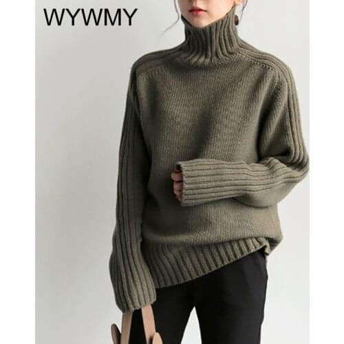 2021 Autumn Winter Loose Turtleneck Sweater Women Pullover Basic Warm Sweaters for Women Korean Soft Solid Knitted Sweater Tops