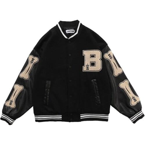 ERENEJIAN Couple Hip Hop Baseball Jackets With Embroidery Unisex Hi Street Oversized Letterman Jacket Outerwear Leather Sleeve