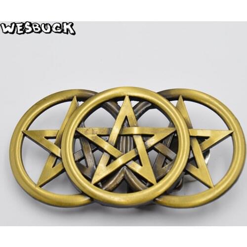 WesBuck Brand Chained five-corner heart Belt Buckles for Man Women Buckles Cowboy Cowgirls Fashion Belt buckle