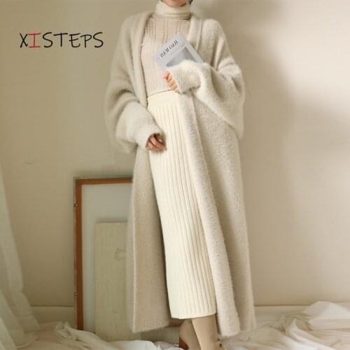 Loose Women Knitted Cardigans Long Batwing Sleeve Female Long Knitting Outwear Oversized Ladies Winter Warm Overcoats 2021 New