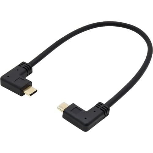 90 degree angle USB3.1 GEN2 10Gbps usb c cable gold plated connector type-c male to type c male data and fast charge cable 30cm