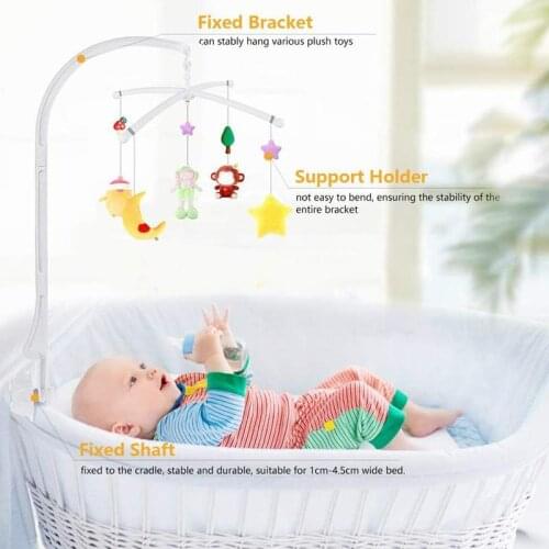 Rotating Baby Bed Bell Bracket Adjustable White Baby Bed Music Mobile Bell Box Arm Bracket+wind-up Crib Holder Toy Interact U7X2