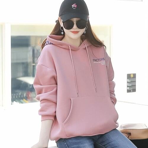 Double Eleven Women Hooded Sweatshirt For Fall Winter 2020 New Thick Loose Plus Velvet Thick Coat Jacket