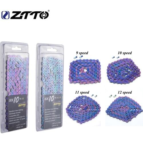 ZTTO 9/10/11/12 Speed Bicycle Chain Ultralight Mountain/Road Bike Variable Speed Chain 116 Section Steel Half Hollow Bike Chain