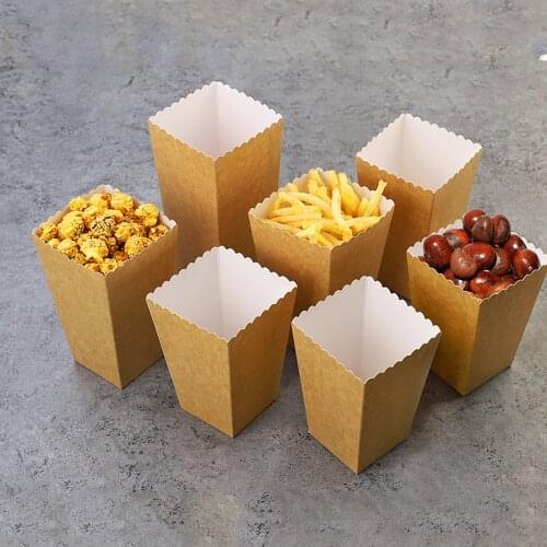 10Pcs Kraft Paper Gifts Box Square Pure Paper Candy Popcorn Boxes Wedding Supply Baby Shower Christmas Birthday Party Carton