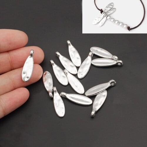 20pcs Antique Silver Color Hammered Dragonfly Wings Charms Pendant For DIY Leather Bracelets Jewelry Findings Making