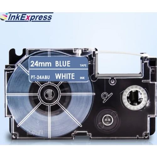 24mm White on Blue Label Tape For Casio XR-24ABU XR 24ABU Label Printer Tape Label Tape Printer Ribbon For CASIO KL-E300 KL-H50