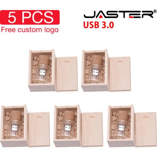 5PCS/LOT Free Custom Logo Glass Bottle USB 3.0 Flash Drive 32GB 64GB 128G High Speed Pen Drives Photography Gifts Memory Stick