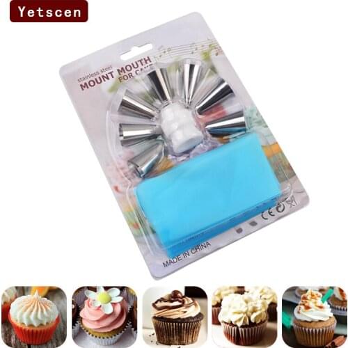 9Pcs/SetConfectionery Bag With Nozzles Icing Piping Tip Stainless Steel Cake Decorating Tool Pastry Cream Spout For Baking
