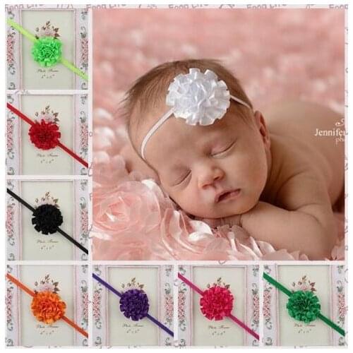 Hair Accessories Satin Carnations Folds Flower Headband Kids Baby Toddler Girl Headwear YH459