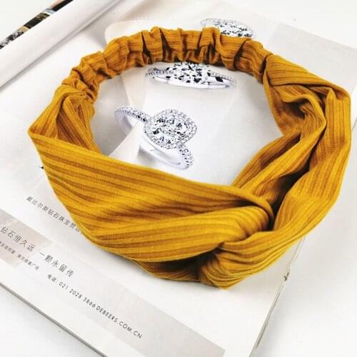 Women Hair Accessories Masks Anti-leather Button Hair Band Sports Yoga Elastic Cross Solid Color Knitted Headband Fema