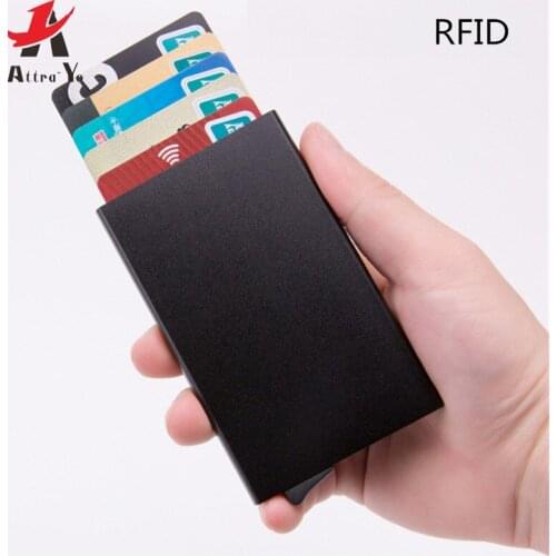 Attra-Yo RFID Anti-magnetic Anti-theft Brush Credit Card Card Box Portable Automatic Elastic Card Bag Thin Light Aluminum Box