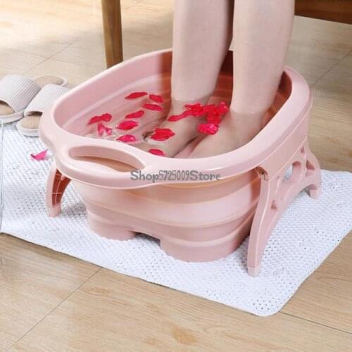 Household folding foot bath barrel with lid, massage foot bath barrel, plastic footbath thermal insulation over calf foot bath