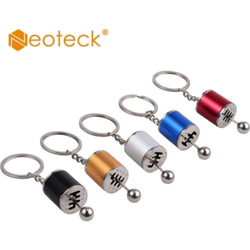 Neoteck 5Pcs/set Gear Box Key Chain Rings Imitation 6 Speed Manual Car-styling Gear Knob Shift Gearbox Stick Gift Gold Silver