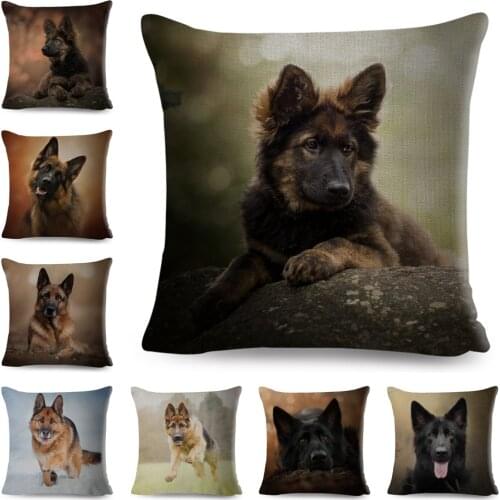 German Shepherd Dog Cushion Cover for Sofa Home Chidren Room Decor Pet Animal Pillowcase 45*45cm Linen Pillow Case Covers