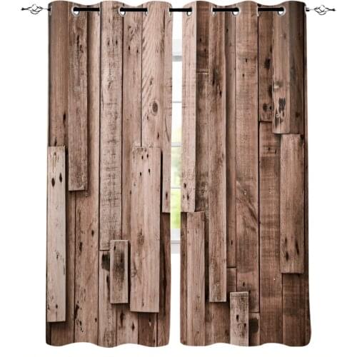Wooden Board Retro Modern Blackout Curtains for Living Room Decoration Curtain Bedroom Kids Curtain Drapes