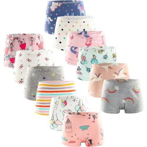3 Pcs Pure Cotton Children Underwear Girls Panties Cute Cartoon Print Kids Boxer Briefs Child Girl Pants 3-12 Years