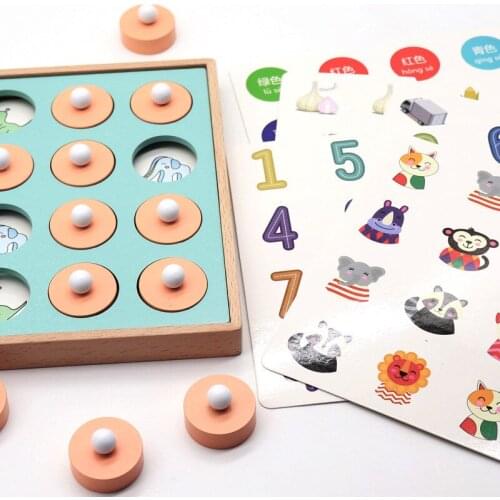 Montessori Memory Match Chess Game 3D Puzzles Wooden Early Educational Family Party Casual Interaction Game Toy For Children Kid