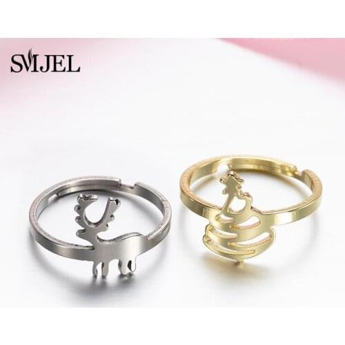 Christmas Stainless Steel Rings Women Elk Cute Durable Delicate Deer Tree Napkin Ring for Bar Restaurant Christmas Party Gift
