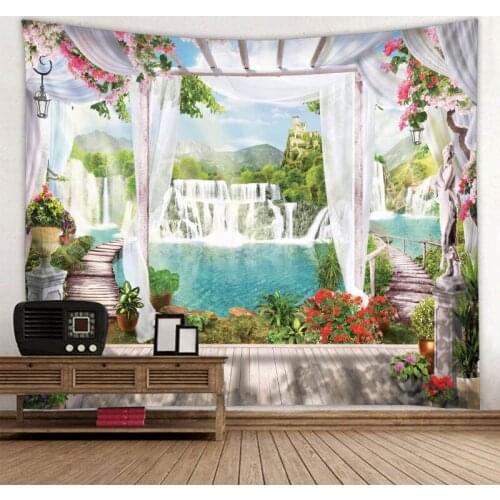Beautiful scenery outside the window tapestry wall decoration hanging cloth background decoration tapestry multiple sizes