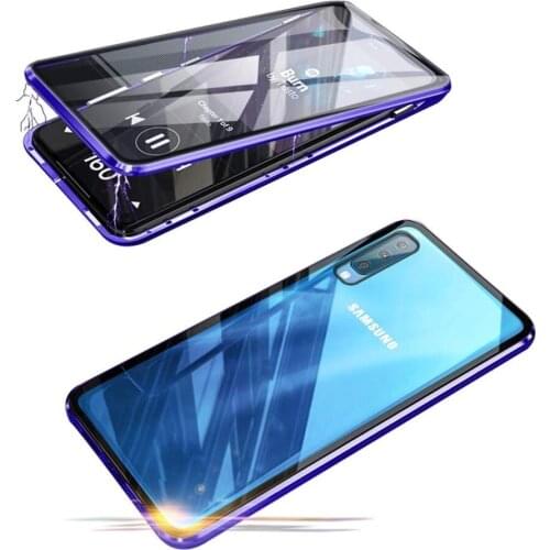Magnetic Metal Case For Samsung Galaxy A50 A70 A40 A30 A20 A10 A11 A60 A80 A50s A70s M30 M20 A71 A51 A81 Double Glass Case Shell
