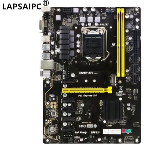 Lapsaipc TB250-BTC B250 6GPU Mining motherboard DDR4 LGA 1151 32GB USB2.0 USB3.0 B250 Desktop Motherboard