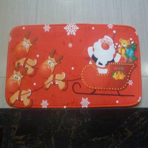 Soft Flannel Entrance Mat Universal Door Mat Merry-Christmas Decoration Non Slip Indoor Outdoor Doormat Reindeer Pattern