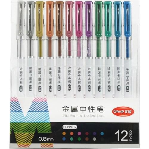12 Colors Gel Pen Set Color Drawing Marker For Student Fast Dry Hand Account Pens Multifunction Graffiti Markers School Supplies