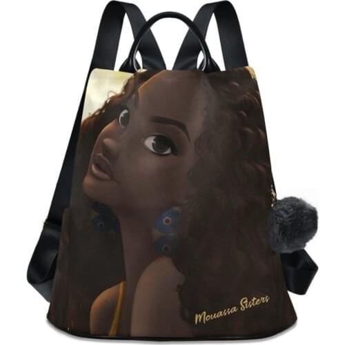 2021 New Fashion Africa Girls Black Women 's Backpack Quality Soft Leisure Travel Bag Large Capacity Shoulder Bag Purse