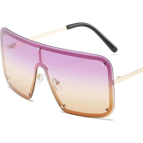 2021 new sunglasses trend high street big frame sunglasses women one-piece lens gradient sunglasses street driving glasses men
