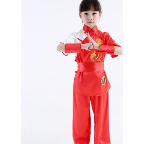 New models Children ChineseTraditional Wushu Short sleeve Costume Uniform for Kids Boys Girls Stage Performance Clothing Set