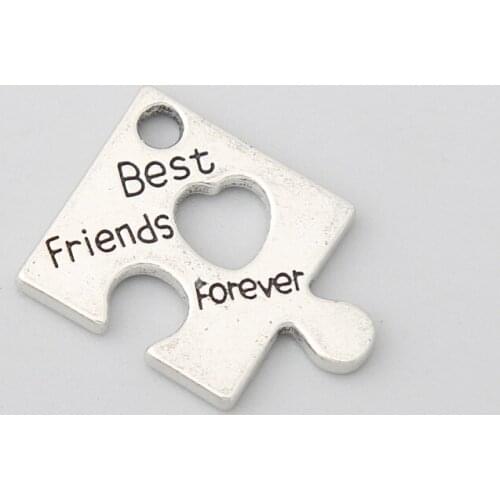 RAINXTAR Wholesale Alloy Best Friends Forever Puzzle Piece Awareness DIY Charms 16*22mm 50pcs AAC1072
