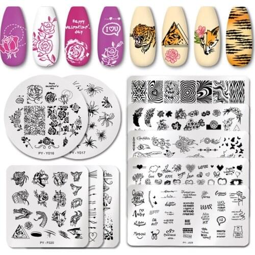 PICT You Valentines Day Nail Stamping Plates Stencil Flower Geometry idea nail Art Image Plate Stainless Steel Stencil Tool