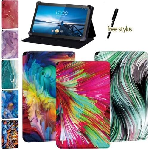 For Lenovo Smart Tab (M10/M10 LTE) Anti-Dust Tablet Case for Lenovo Smart Tab M8/Tab M8 LTE Watercolor Leather Stand Cover Case