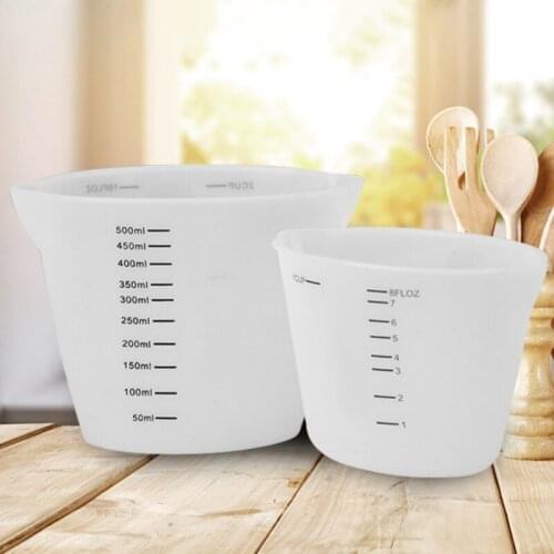 Clear Plastic Graduated Measuring Cup Pour Spout Without Handle Silicone Mixing Cup Kitchen Tool