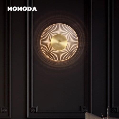 Luxury Copper LED Wall Lamps Modern Round Acrylic Wall Sconce Home Decoration Bedroom Living Room Corridor Lights Fixture