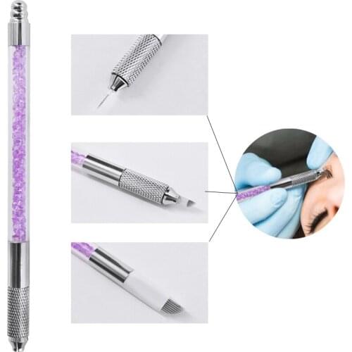 Tattoo Pen Manual Microblading Crystal Metal Eyebrow Lip Eyeliner Permanent Makeup 3D Embroidery for Tattoo Needles Inks Supply