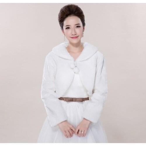 2021 Womens Lady Faux Fur Long Sleeve Shawl Wrap Lapel Collar Pompom Ball Lace Up White Shrug Cape Pashmina Bridal Wedding Party