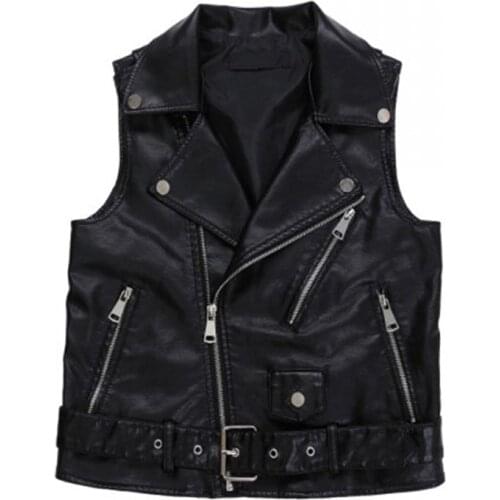 Heigh Quality Vest For Women Fashion Pocket Decor Simple Belt Decor Women Faux Leather Vests