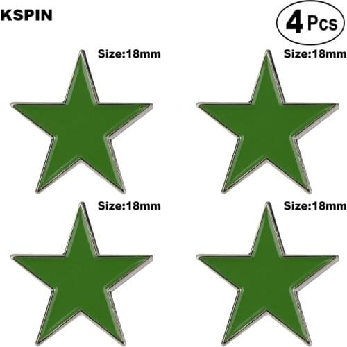 Green Star Lapel Pin Badge Lapel Pin Flag badge Brooch Pins Badges 4pcs