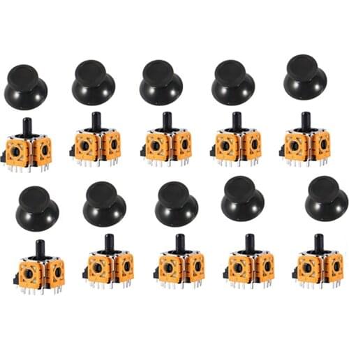 10 Sets 3 Pin 3D Analog Joystick Stick Sensor Module Potentiometers & Thumbstick Cap for PS4 Pro Controller