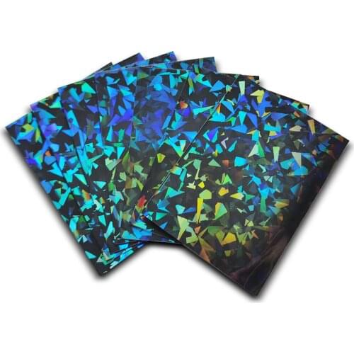 100 PCS/LOT 66x91 Black Broken Gemstone Glass Laser High End Film Holographic Korea Idol Photo Cards Shield Cover Guard Sleeves