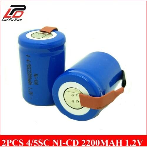 2pcs 1.2V NI-CD 2200mAh 4/5 SC batteries 4/5 SubC battery Rechargeable Batteries Toothbrush Battery