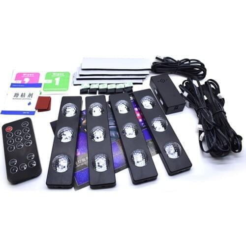 4Pcs USB LED Car Seat Bottom Atmosphere Starlight RGB Strip Light Styling Breating Voice Remote CTRL Interior Lamp car lights