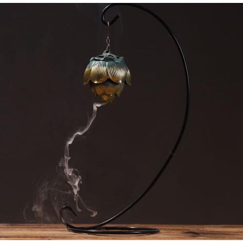 Antique Holder Incense Burner Ceramic Hanging Back Flow Metal Incense Burner Zen Smoke Lotus Bruleur Encens Home Decor AD50IB