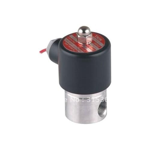 Free Shipping 5PCS 3/8" 4mm Stainless Steel Normally Closed 2 Way Solenoid Valve VITON Oil Acid AC110V or AC220V