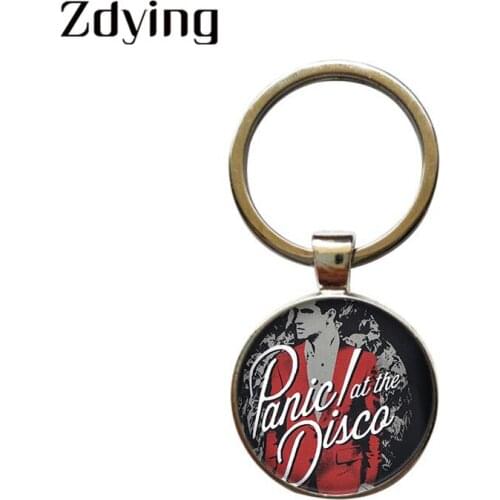 Zdying Panic at the Disco Keychain Handmade Round Glass Music band Photo Cabochon Dome Keyrings Key Ring Pendant TW001