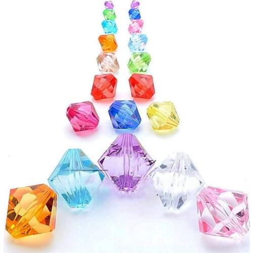 Acrylic Bicone Beads Colorful Jewelry Bubblegum Necklace Beading Material 4mm 6mm 8mm 10mm 12mm 14mm 16mm 18mm 20mm 22mm 28mm